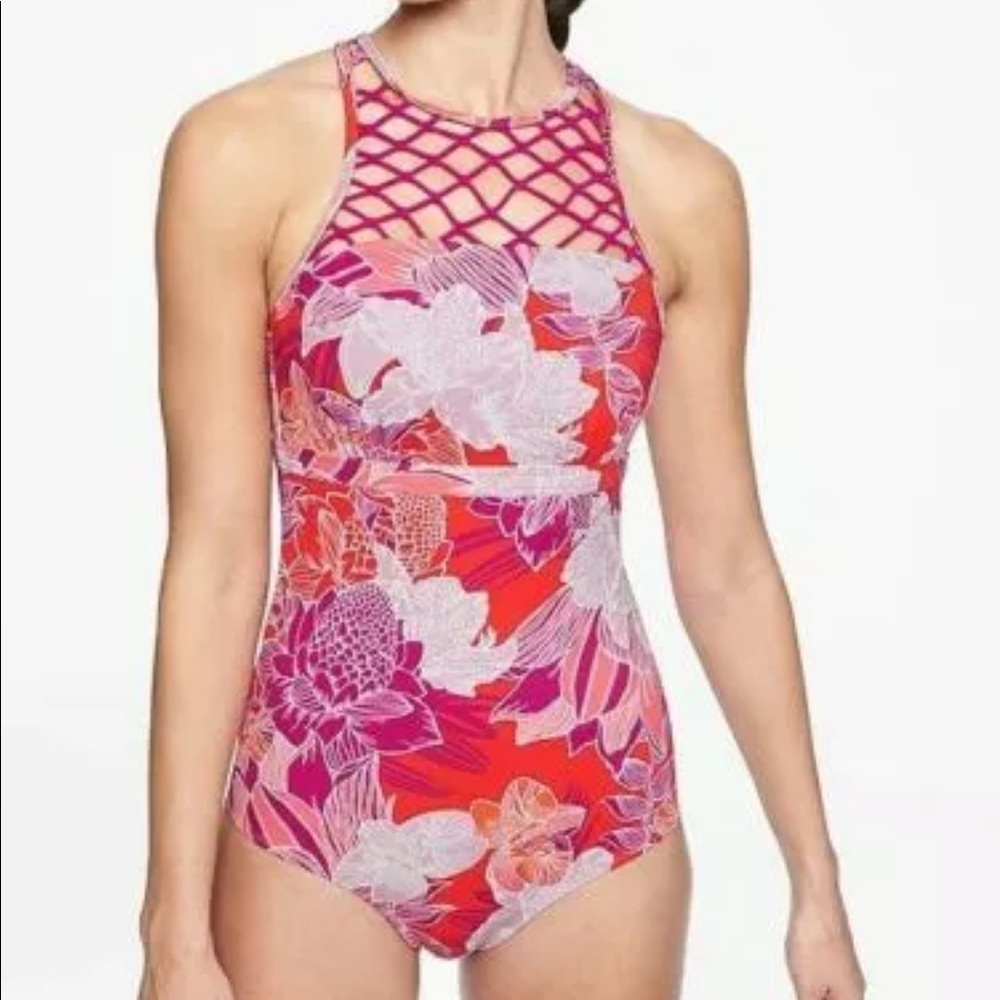 Athleta one piece swimsuit high neck XS 32B/C
